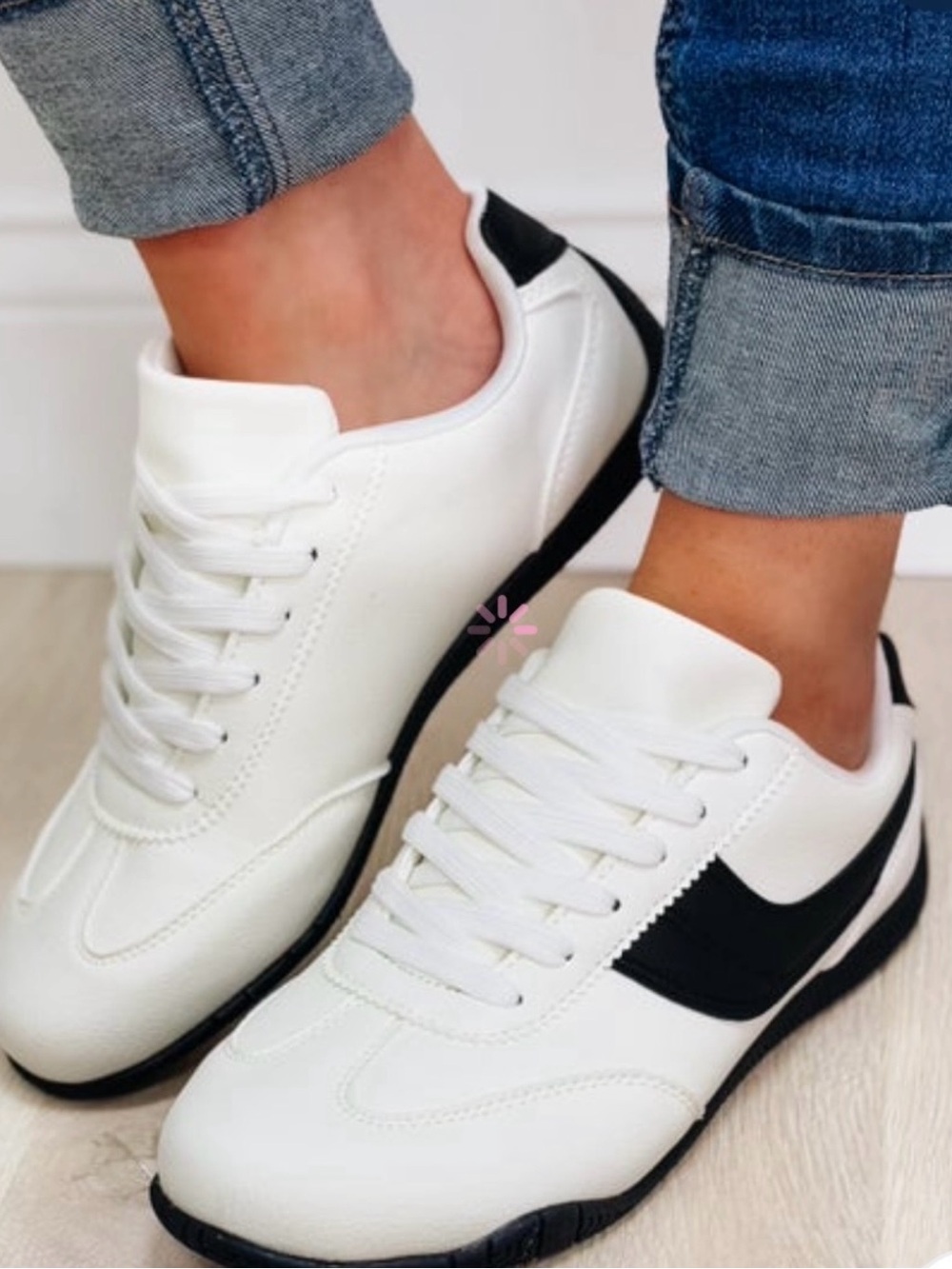 Women’s White and Black Athletic Casual Sneakers